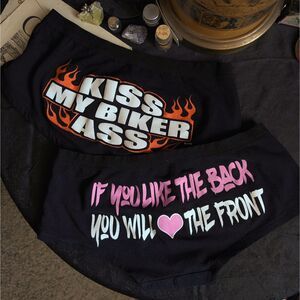 Hot Leathers Graphic Boyshort Panties Women's Small Black Set of 2